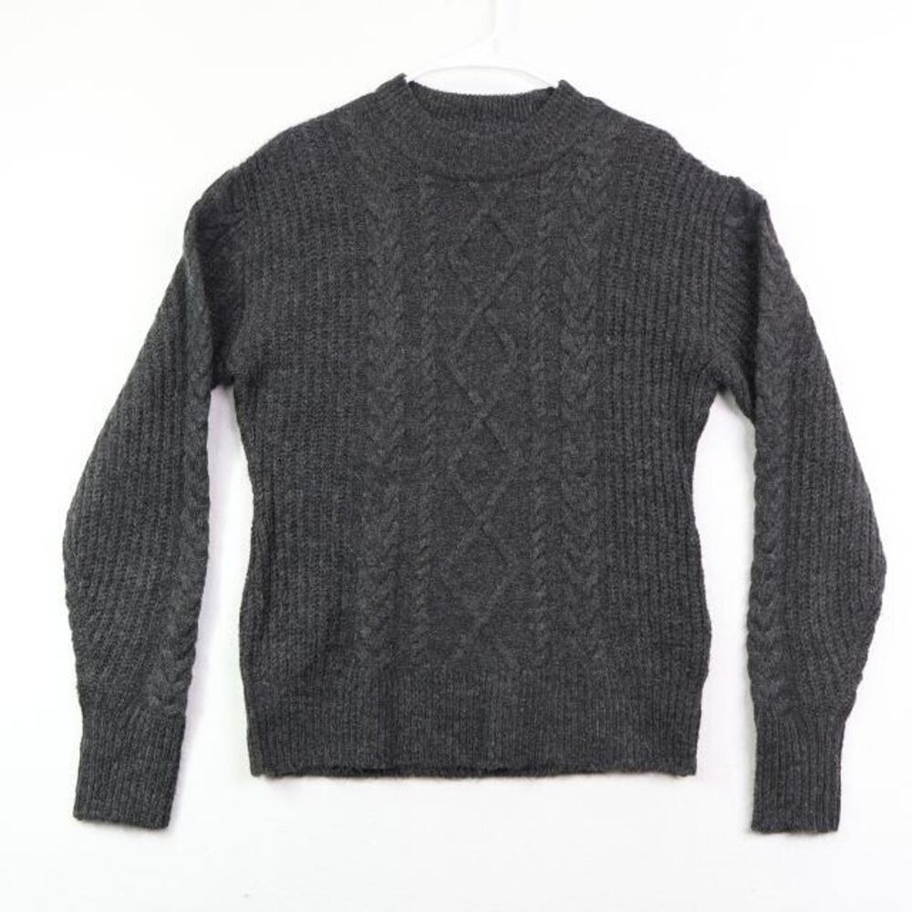Brave Soul Sweater Womens Large Grey Long Sleeve Cable Knit Crewneck London